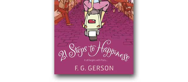 21 Steps to Happiness Lettering Harlequin | Chick Lit | Feminine | Lettering | F.G. Gerson | Romance | Scooter | Calligraphy | Pink