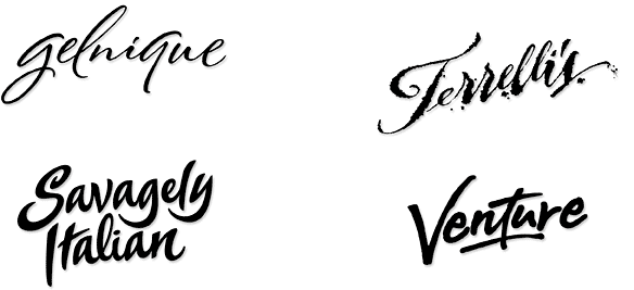 Custom hand Lettering | gelnique, Savagely Italian, Terrelli's, Venture