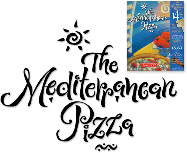 Panago Mediterranean Pizza | Tropical Hand Lettering Design | Type Design | Sun | Happy