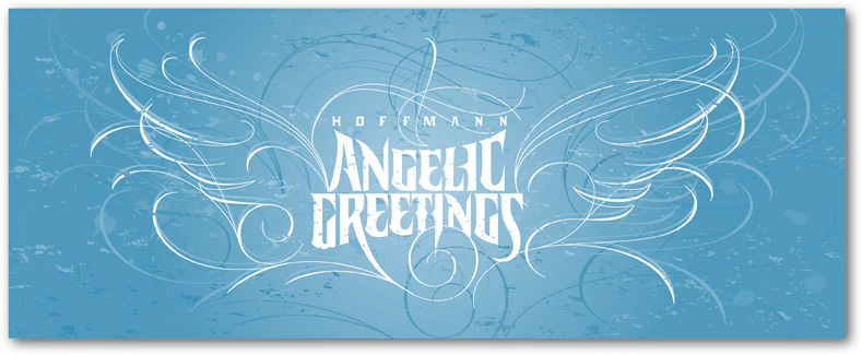 Hoffmann Angelic Design Christmas Card | Angel Wings | Goth Hand Lettering | Tattoo Design | Typography | Type Design