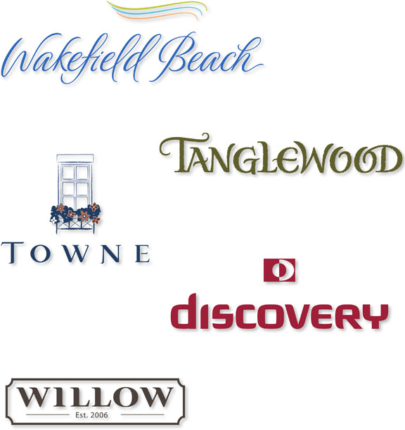 Branding | Logo Design | Symbols | Wordmark | Wakefield Beach, Tanglewood, Towne, Discovery, Willow