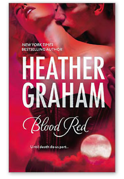 Blood red Cover | Harlequin | Hoffmann Angelic Design | Lettering | alligraphy | vampire | romance | sexy | bite | full moon | bodice | corset | Heather graham