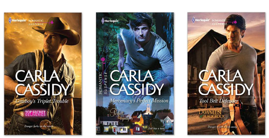 Carla Cassidy Auhor Lettering - Harlequin | Hoffmann Angelic Design | western | top secret | cowboy's triplet trouble | mercenary's perfect mission | toll belt defender | lawmen | western | top secret | romance