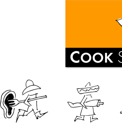 Cook Studio Logo Design | Catering Company | Hoffmann Angelic Design | Little Chef | Cartoon | Illustration | Line Drawing | vegetarian | Mexican | chinese | Barbeque | Paintbrush
