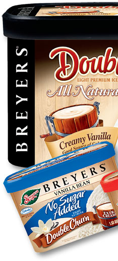 Breyers Ice Cream Double Churn Lettering | package | all Natural | breyers | free | no sugar added chocolate | vanilla