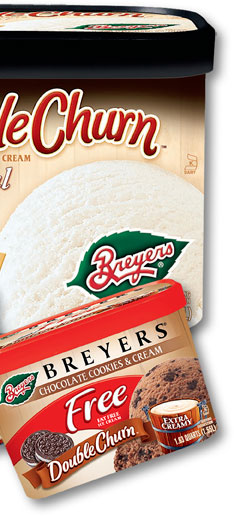 Breyers Ice Cream Double Churn Lettering | package | all Natural | breyers | free | no sugar added chocolate | vanilla