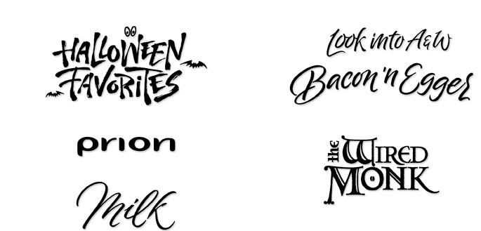 Custom Hand Lettering Designed for a Variety of Projects | Hoffmann Angelic Design | halloween favorites | bat | hispanic heritage month | sand n surf | the wired monk a & W