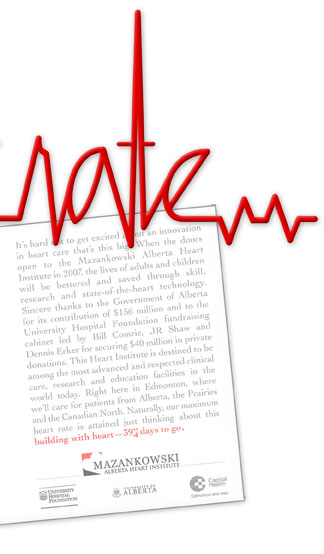 Custom Typography | Print Advertising Headline | Heartrate | Mazankowski Alberta Heart Institute | Hoffmann Angelic Design | lettering | pulse | red