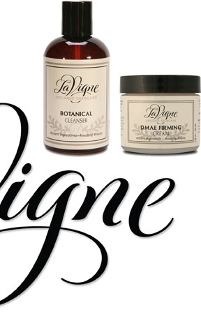 Hand Lettering for Packaging | LaVigne Botanical Cleanser, Firming Cream | Hoffmann Angelic Design | Logo Organic Skincare