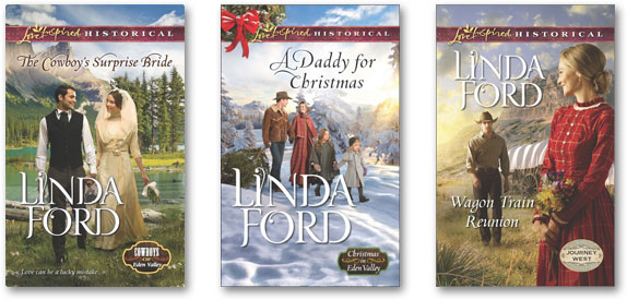 Hand Lettering for Book Cover Author | Linda Ford | Harlequin Romance | The Cowboy's Surprise Bride | A Daddy for Christmas | Wagon Train Reunion | Western