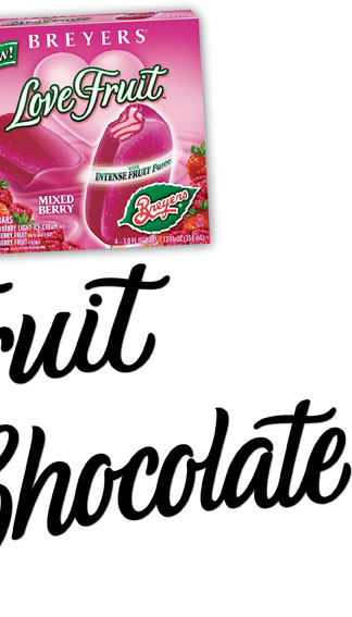 Breyers Love Fruit, Love Chocolate Ice cream | stick | Hoffmann Angelic Design | vanilla almond | berry | lettering | package branding | type design 