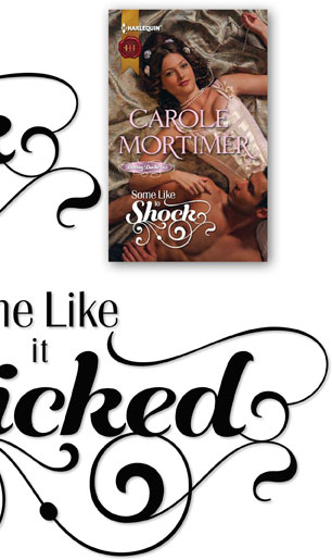 Some Like to Shock, Some Like it Wicked | Harlequin Lettering | Carole Mortimer | Harequin Romance | book Title | Blue | Pink | modern | flourished