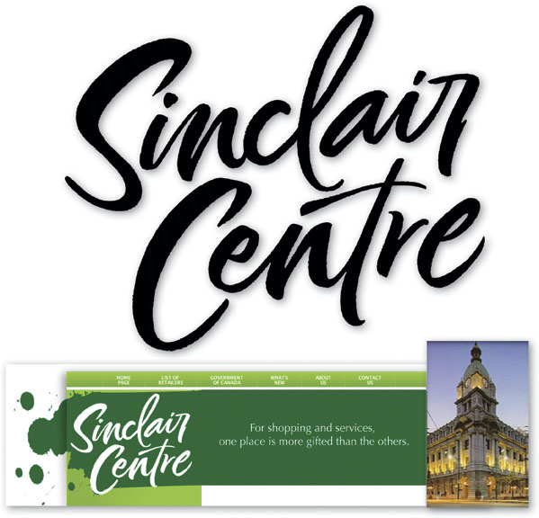 Sinclair Centre Mall logo | Brand | Brush | Custom Type Design | Lettering | Vancouver BC | Olympic City 2010 | Ivan Angelic