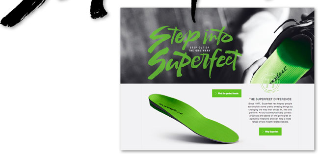 Step Into Superfeet Lettering | modern | raw | excercise | hoffmann angelic Design | black | green | contemporary | brush | raw 