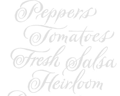 BC Hothouse | Rustic Traditional Mediterranean Country Lettering | tradiro | Peppers | tomatoes | fresh | salsa | heirloom | roma | lettuce | campari | provencal | italian | old world