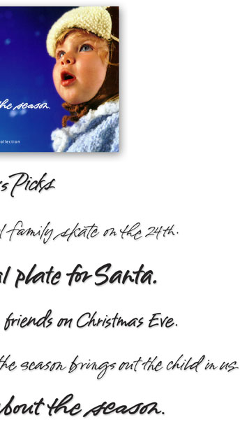 Various Handwriting Styles designed for West Edmonton Mall Christmas Brochure | script | font | child | christmas | snowflakes | child | wonder | joy | blue | personal | script