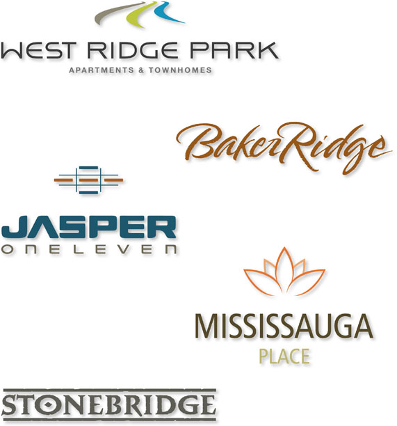 Branding | Logo Design | Wordmark Design | Type Design | Mississauga Place, Jasper One Eleven, Baker Ridge | West Ridge Park | Stonebridge | Hoffmann Angelic Design