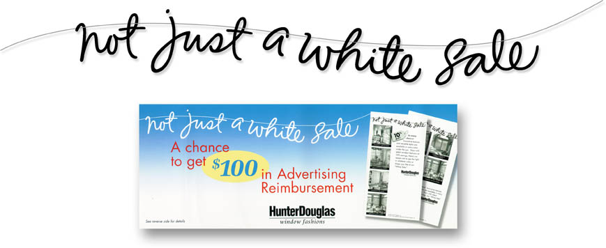 Hunter Douglas white sale Ad | Handwriting Design | Script | Hand Lettering | laundry | clothes line | Hoffmann Angelic Design | 